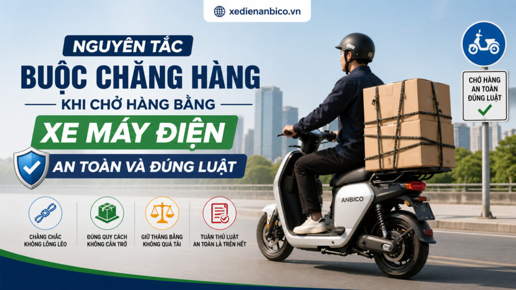 Nguyên tắc buộc chằng hàng khi chở hàng bằng xe máy điện an toàn và đúng luật
