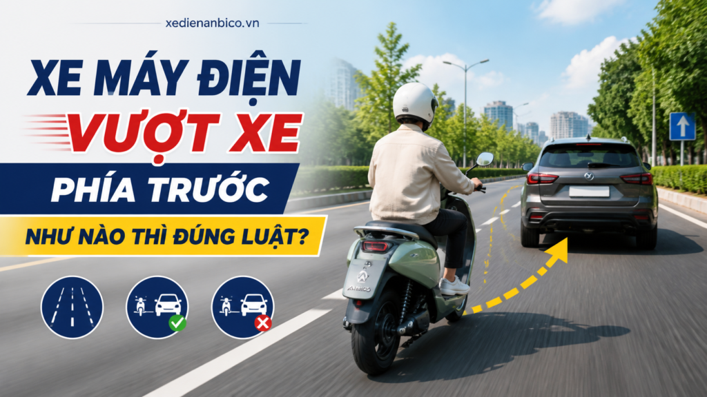 Xe máy điện vượt xe phía trước như nào thì đúng luật?