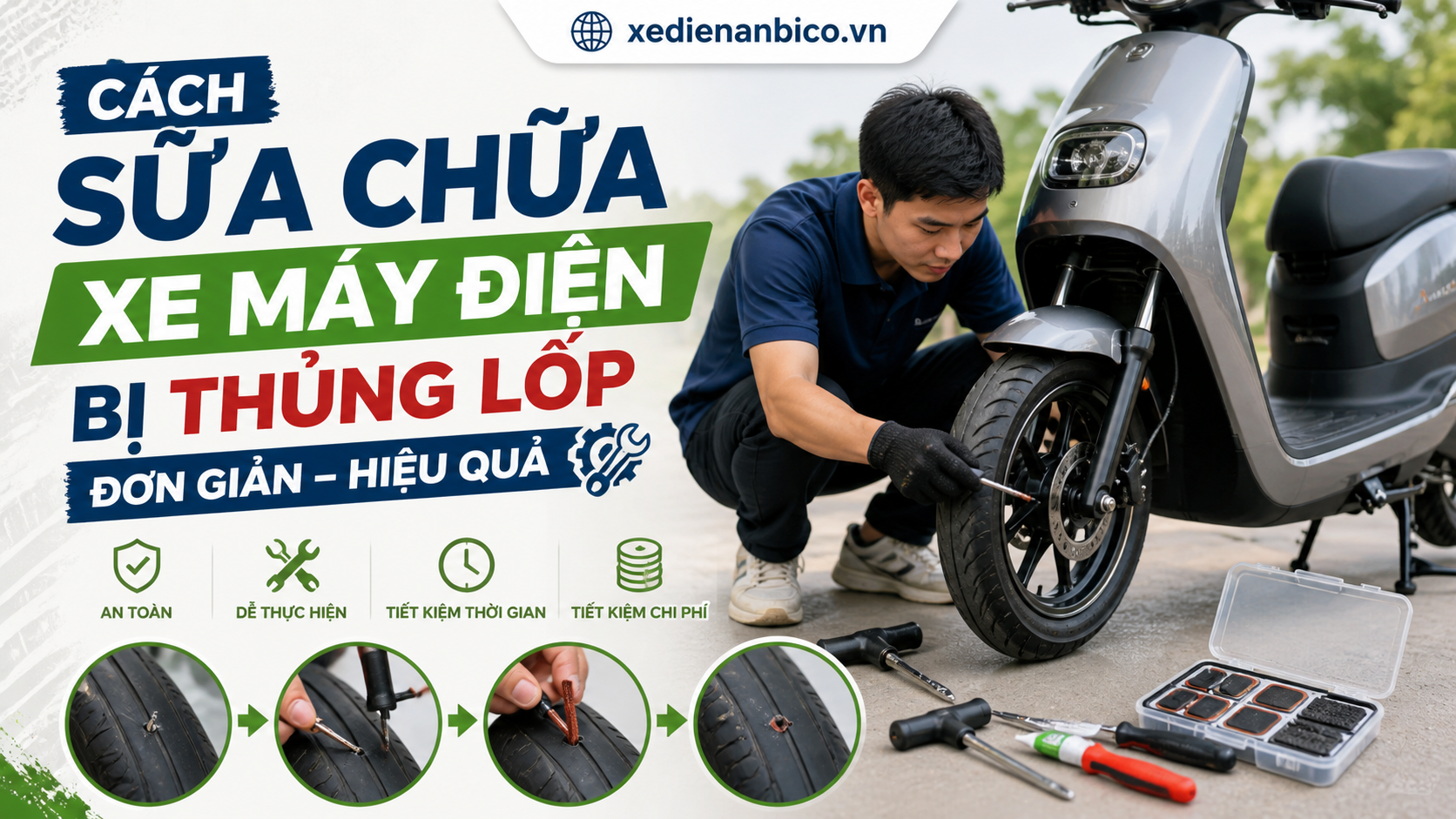Cách sửa chữa xe máy điện bị thủng lốp đơn giản hiệu quả